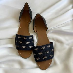 Madewell sandals Navy blue 9 1/2. Gently worn. Leather/suede/linen.